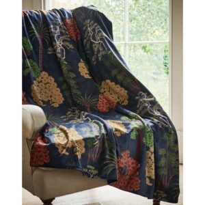 Linda Barker Bonsai Garden 130cm x 180cm Digitally Printed Velvet Throw Blue