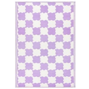 Check Outdoor Indoor 100% Recycled 120cm x 180cm Rug Lilac