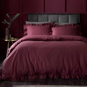 Appletree Cassia Frill Cotton Duvet Cover Bedding Set Berry