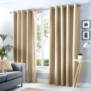 Fusion Cannes Thermal Ready Made Eyelet Blackout Curtains Natural