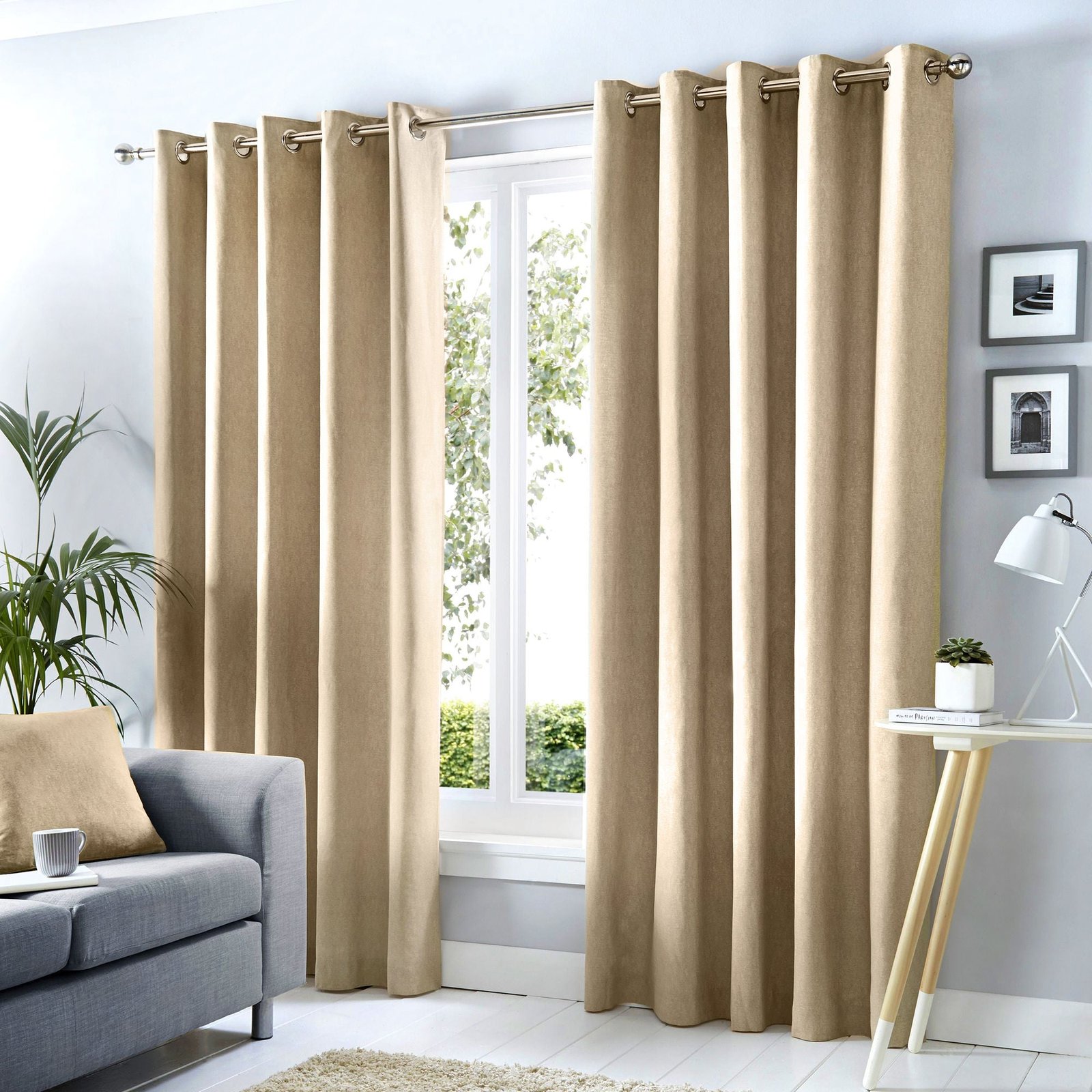 Fusion Cannes Thermal Ready Made Eyelet Blackout Curtains Natural