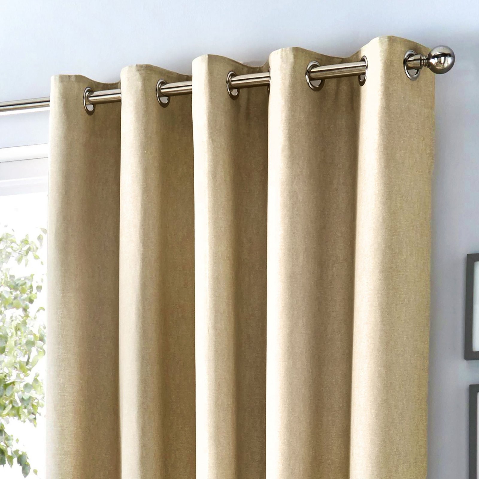 Fusion Cannes Thermal Ready Made Eyelet Blackout Curtains Natural - Image 2