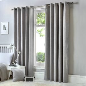 Fusion Cannes Thermal Ready Made Eyelet Blackout Curtains Silver