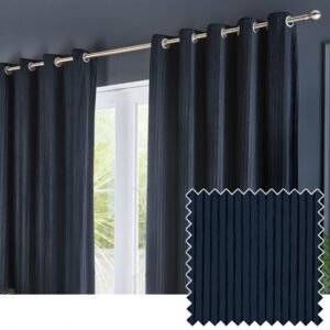 Paoletti Corinthian Velvet Ready Made Eyelet Curtains Midnight