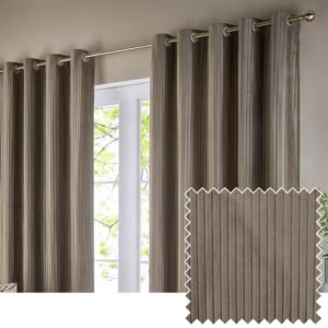 Paoletti Corinthian Velvet Ready Made Eyelet Curtains Mink