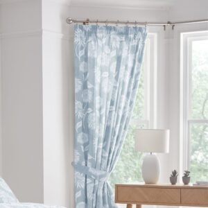 Dreams & Drapes Chrysanthemum Ready Made Pencil Pleat Curtains Blue