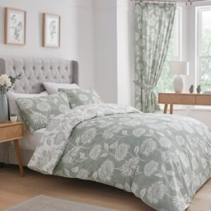 Dreams & Drapes Chrysanthemum Duvet Cover Bedding Set Green