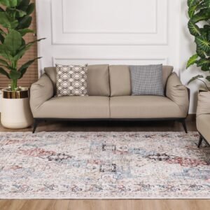 Vintage Coastal Polypropylene Rug Oriental Style For Modern Living Room