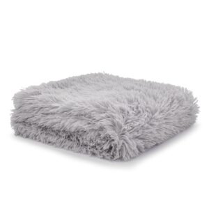 Catherine Lansfield Cuddly Faux Fur 245cmx280cm Throw Silver Grey