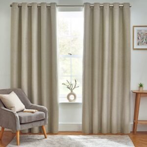Furn Dawn Thermal Blackout Ready Made Eyelet Curtains Natural