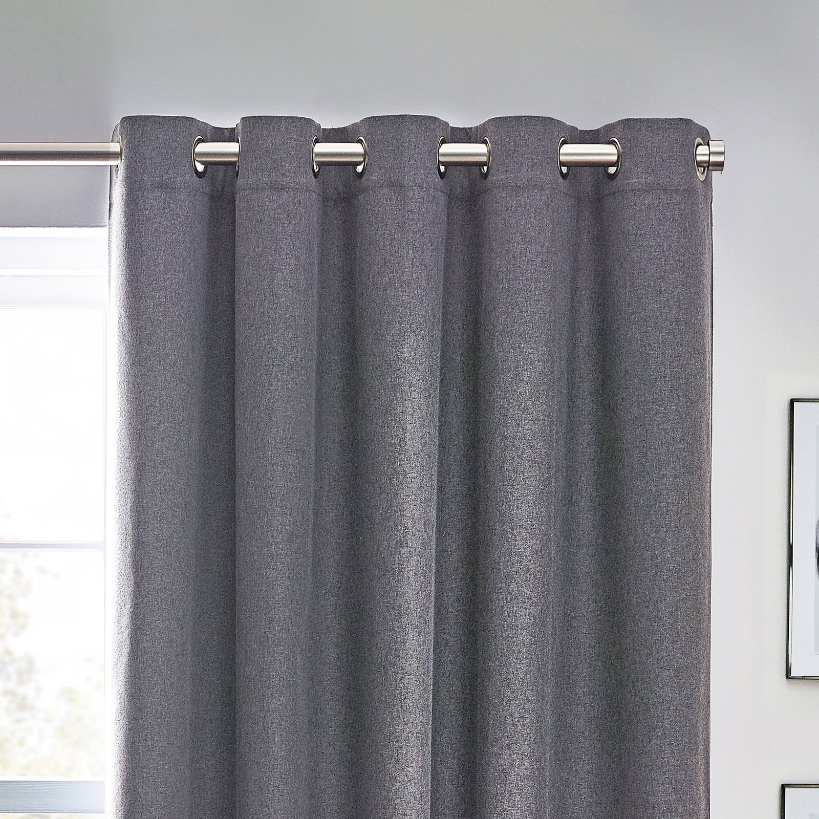 Furn Dawn Thermal Blackout Ready Made Eyelet Curtains Charcoal - Image 2