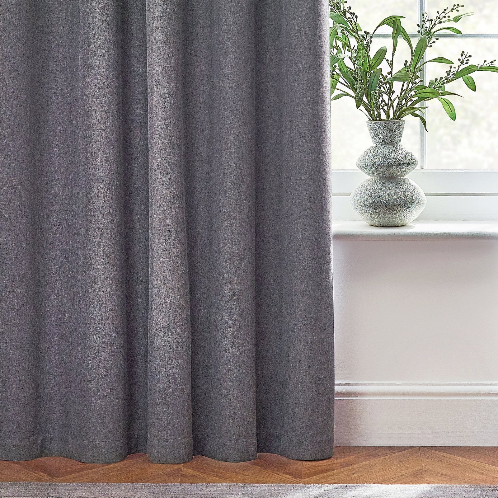 Furn Dawn Thermal Blackout Ready Made Eyelet Curtains Charcoal - Image 3