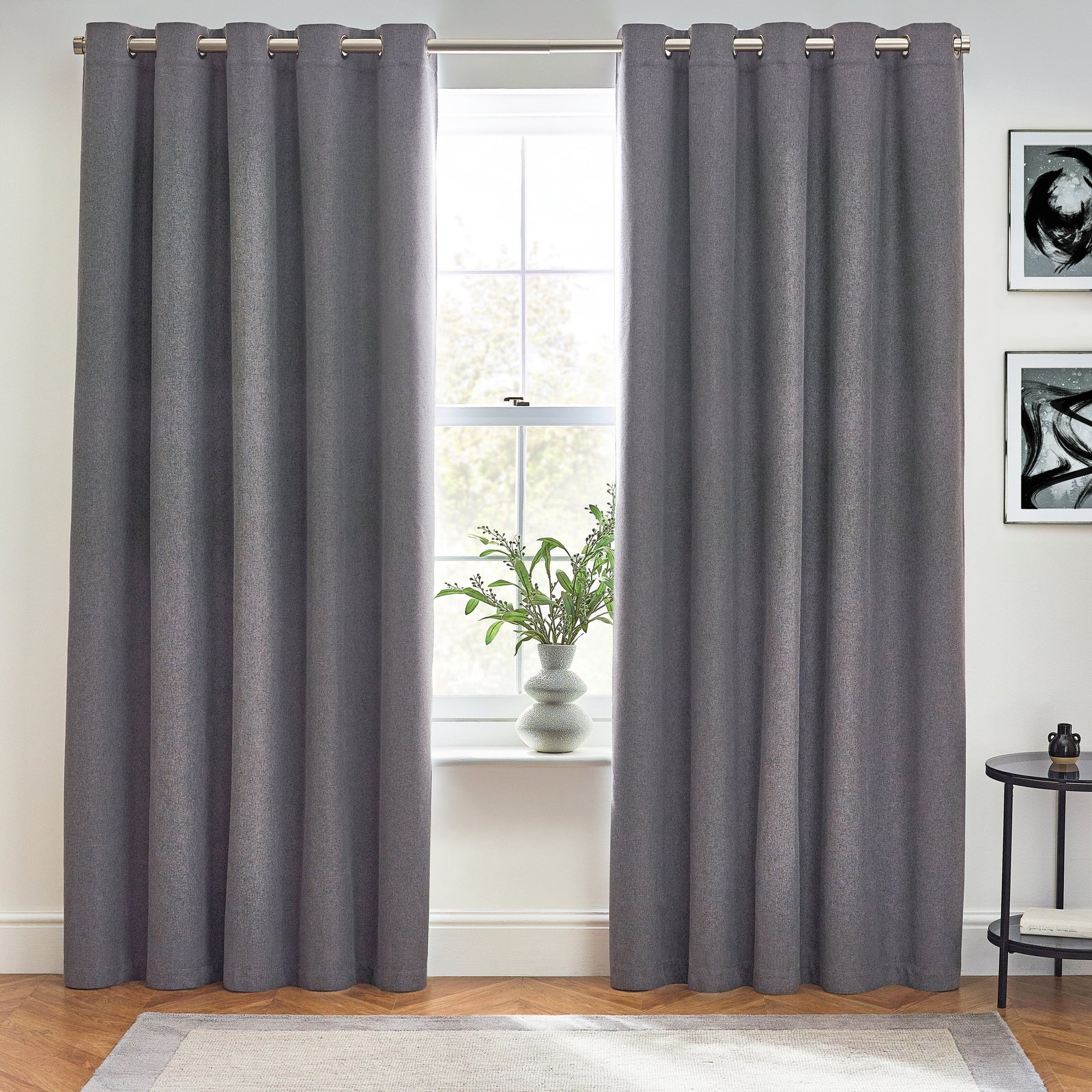 Furn Dawn Thermal Blackout Ready Made Eyelet Curtains Charcoal - Image 4
