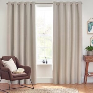 Furn Dawn Thermal Blackout Ready Made Eyelet Curtains Linen
