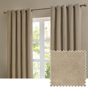 Furn Ultimate Velvet Ready Made Eyelet Blackout Curtains Mocha