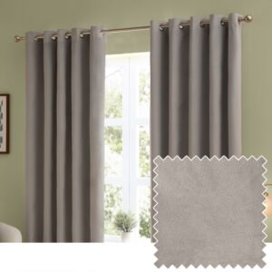 Furn Ultimate Velvet Ready Made Eyelet Blackout Curtains Silver