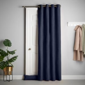 Chenille 56x84 Interlined Eyelet Door Curtain Navy