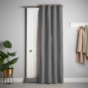 Chenille 56x84 Interlined Eyelet Door Curtain Slate