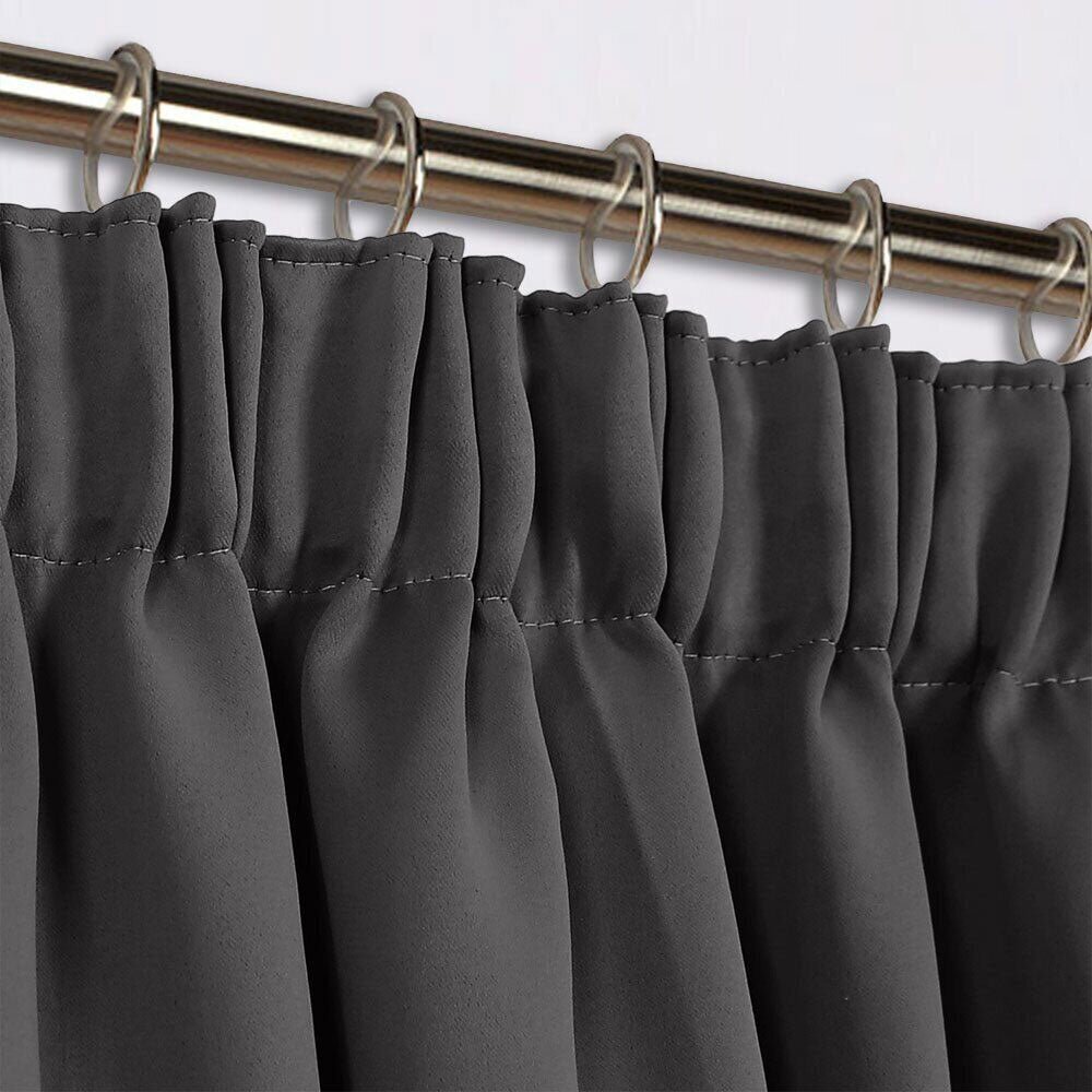 Grey Pencil Pleat Curtains Thermal Blackout - Image 2