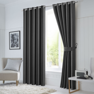 Plain Dark Grey Thermal Blackout Door Curtain