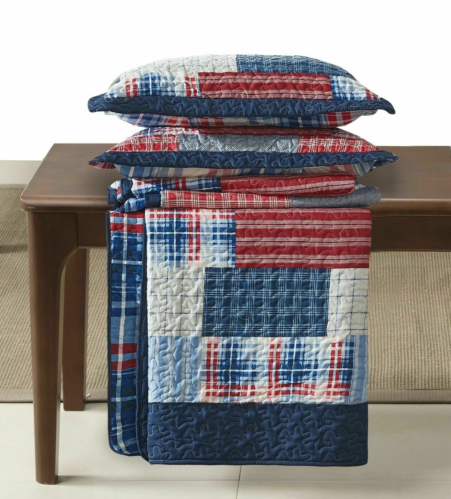 Luxury Quilted Patchwork Embroidered Bedspread Comforter with Pillow Case - Image 21