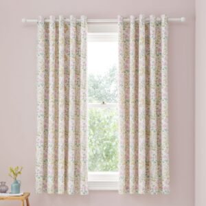 Dreams & Drapes Edith Floral Ready Made Eyelet Curtains 66 x 72 Lilac