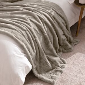 Paoletti Empress Faux Fur 130cm x 180cm Throw Grey