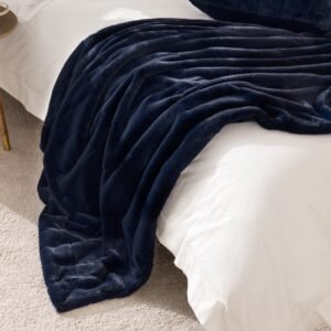 Paoletti Empress Faux Fur 130cm x 180cm Throw Navy