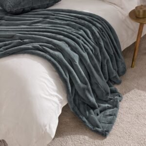 Paoletti Empress Faux Fur 140cm x 200cm Throw Charcoal