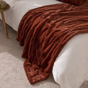 Paoletti Empress Faux Fur 140cm x 200cm Throw Rust