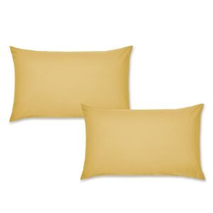 Catherine Lansfield Easy Iron Percale Weave Pillowcase Ochre
