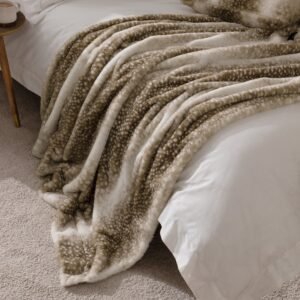 Paoletti Fawn Faux Fur 130cm x 180cm Throw Brown