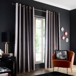 Laurence Llewelyn-Bowen Festivo Stripe Velvet Ready Made Eyelet Blackout Curtains Black