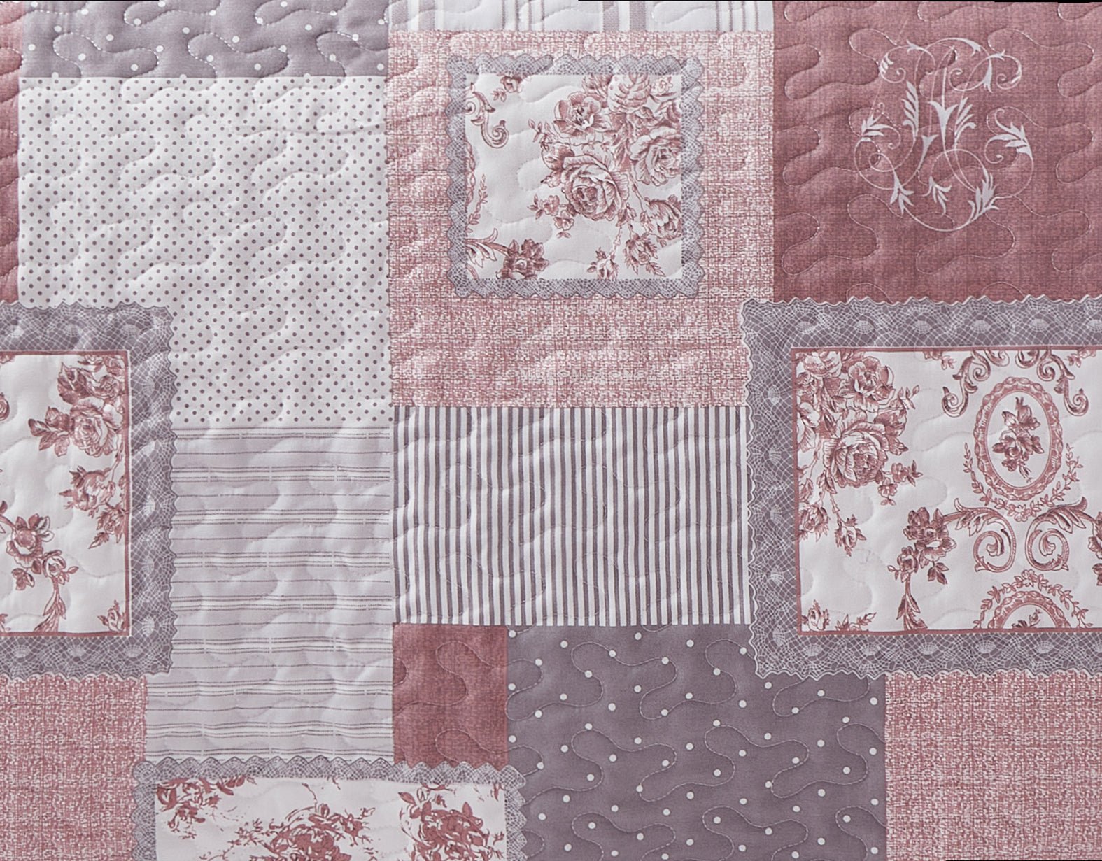 Luxury Quilted Patchwork Embroidered Bedspread Comforter with Pillow Case - Image 23