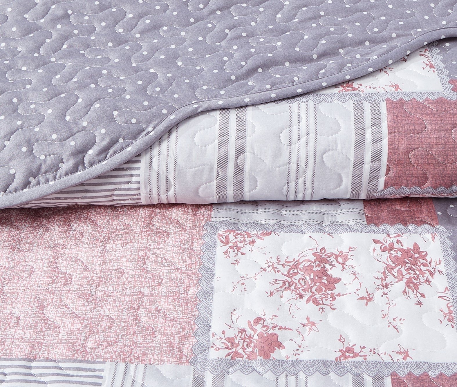 Luxury Quilted Patchwork Embroidered Bedspread Comforter with Pillow Case - Image 24