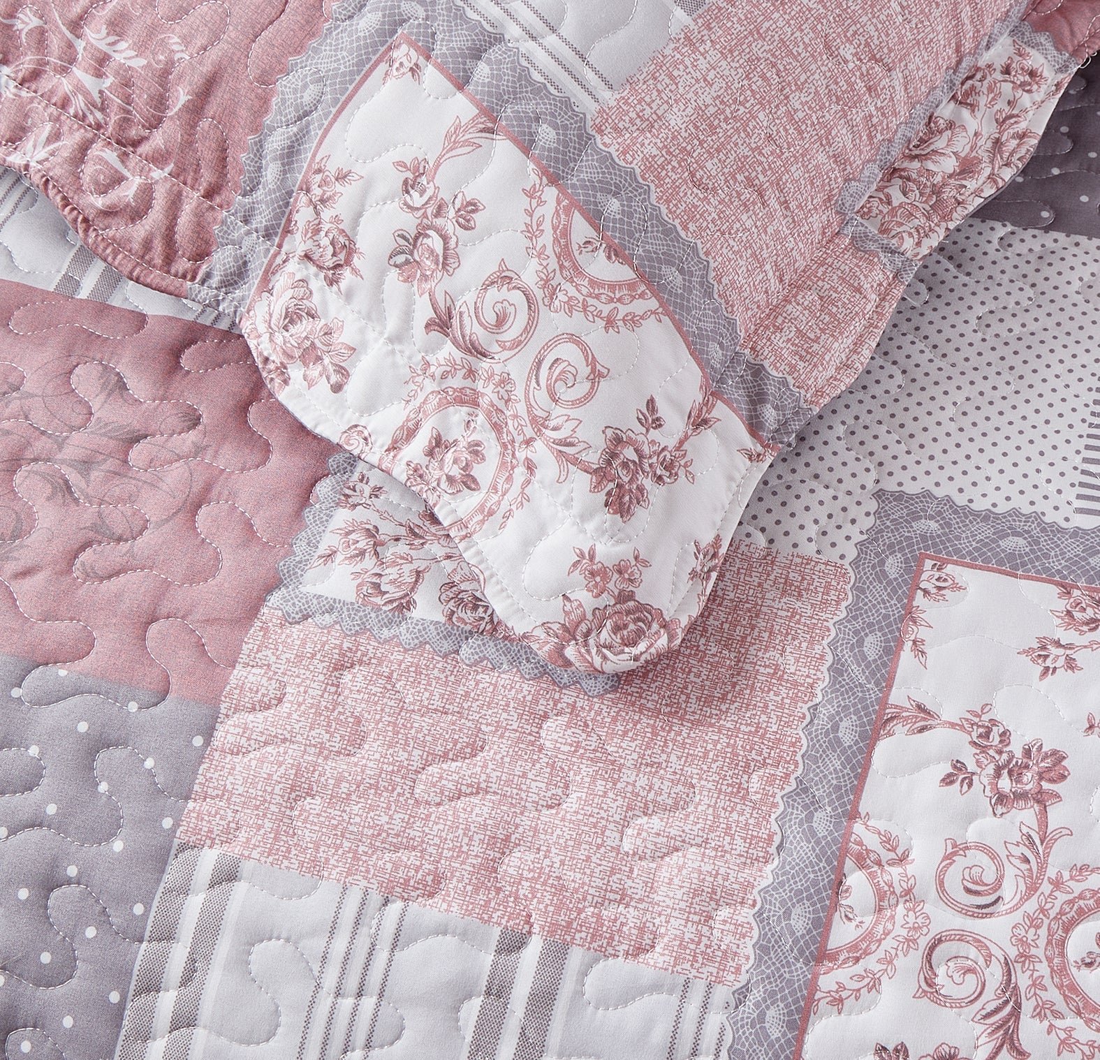 Luxury Quilted Patchwork Embroidered Bedspread Comforter with Pillow Case - Image 26