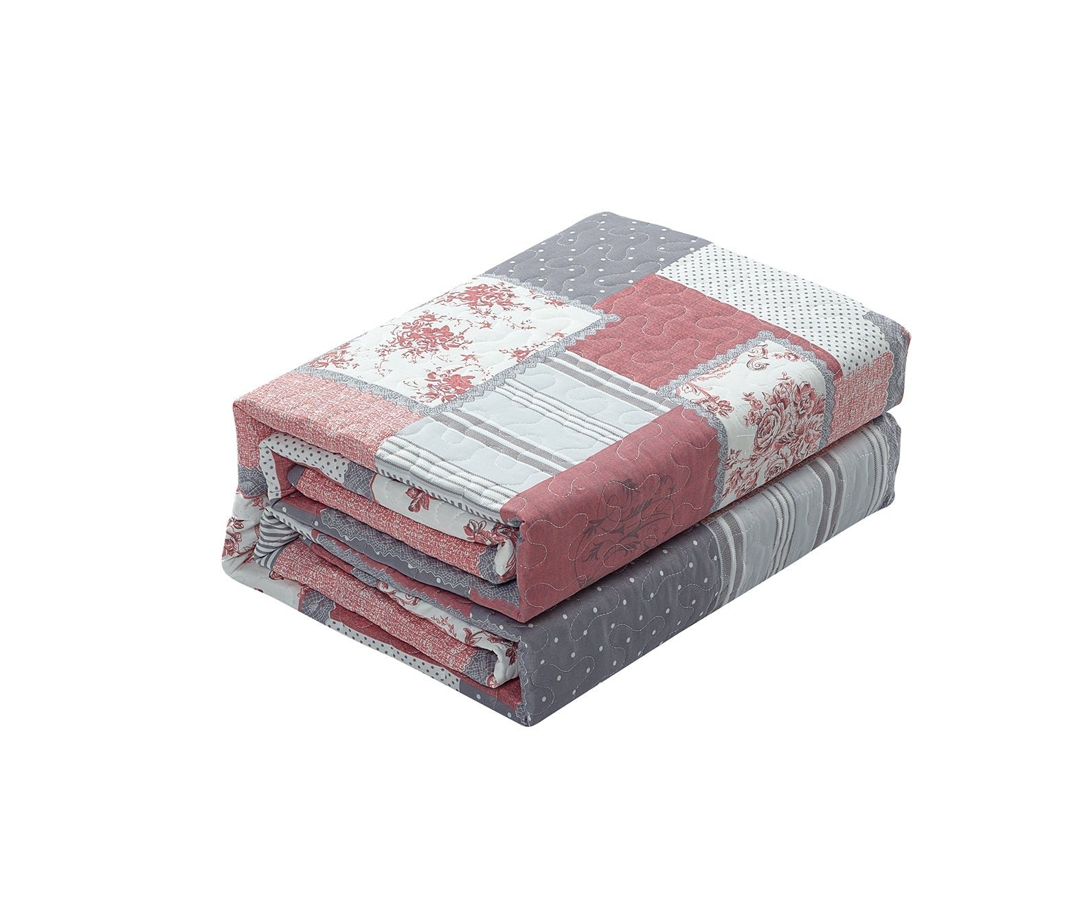 Luxury Quilted Patchwork Embroidered Bedspread Comforter with Pillow Case - Image 27