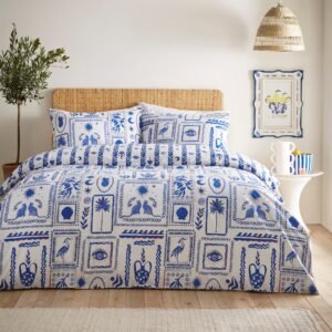 Frieze Abstract Reversible Bedding Set Blue
