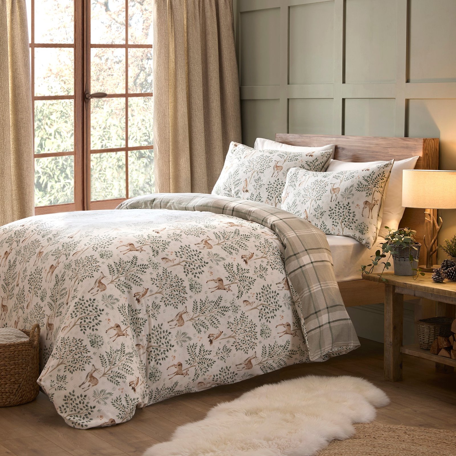 Dreams & Drapes Forest Animals Brushed Cotton Duvet Cover Bedding Set Natural - Image 3