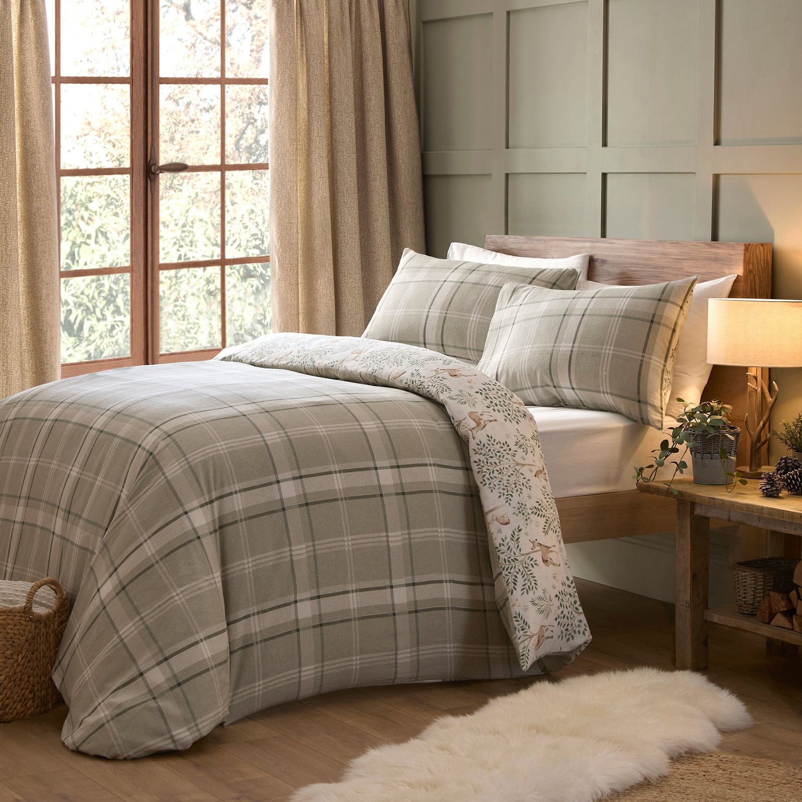 Dreams & Drapes Forest Animals Brushed Cotton Duvet Cover Bedding Set Natural - Image 4
