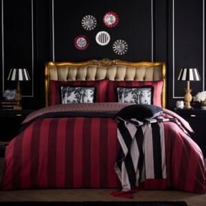 Laurence Llewelyn-Bowen Festivo Circus Stripe Cotton Sateen Duvet Cover Bedding Set Red
