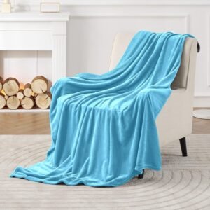Light Blue Fleece Blanket Throw