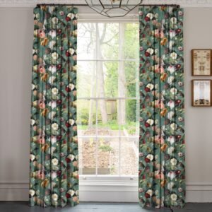 Linda Barker Florabunda Velvet Made To Measure Curtains Verdigris