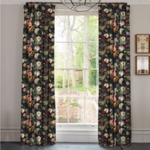 Linda Barker Florabunda Velvet Made To Measure Curtains Carbon
