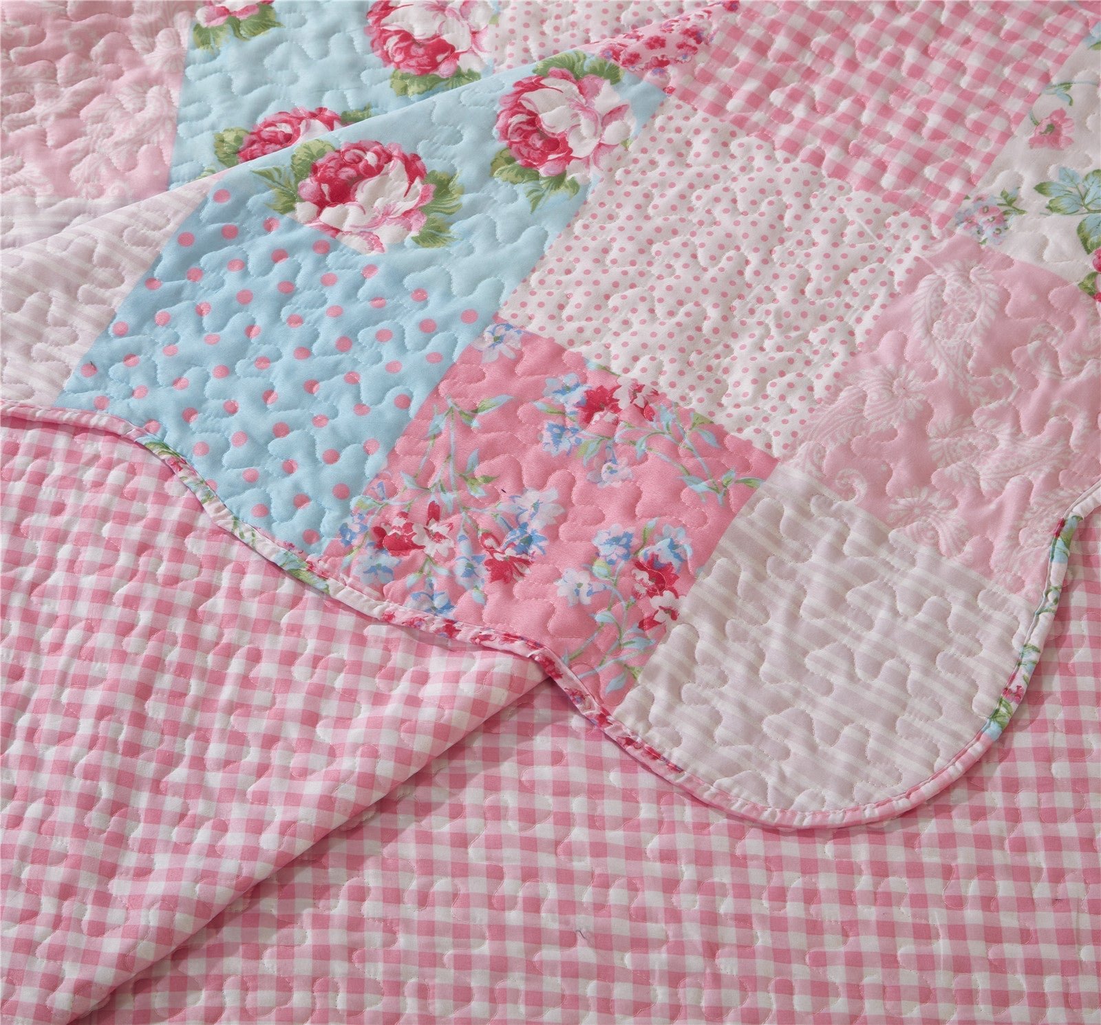 Luxury Quilted Patchwork Embroidered Bedspread Comforter with Pillow Case - Image 38