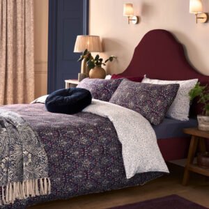 William Morris At Home Flower Pot Duvet Cover Bedding Set Indigo Raspberry