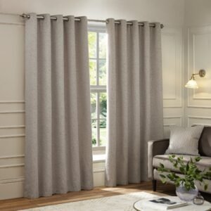Paoletti Galaxy Chenille Ready Made Eyelet Blockout Curtains Silver