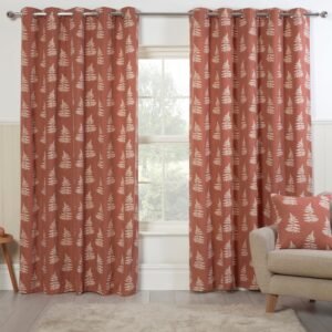 Esher Ready Made Eyelet Curtains Terracotta