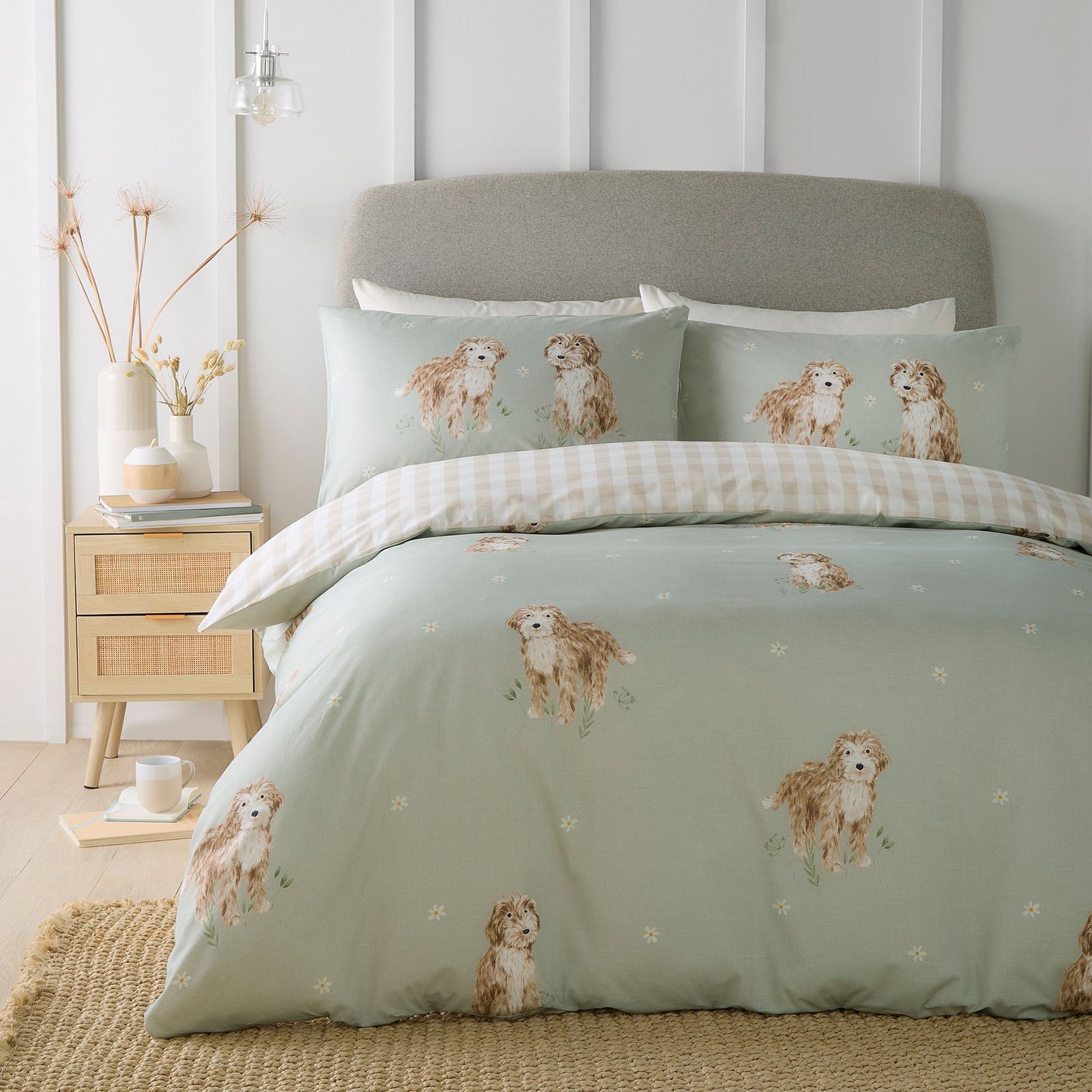 Fusion Hattie The Cockapoo Duvet Cover Bedding Set Green
