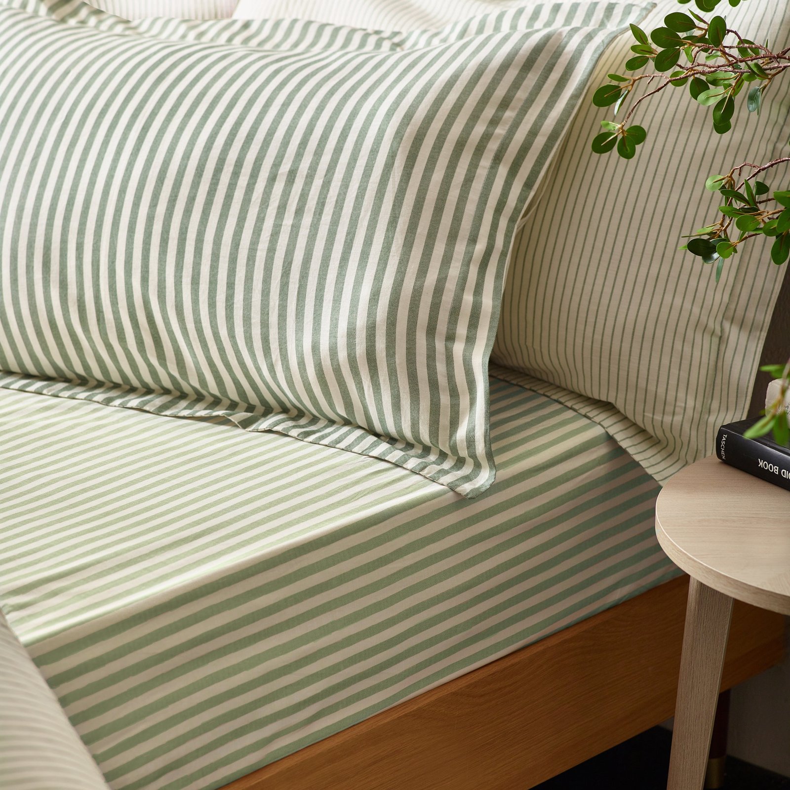 Hebden Melange Stripe Duvet Cover Bedding Set Forest - Image 3